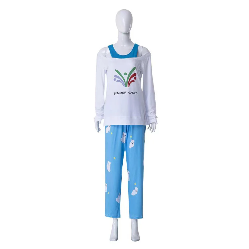 Adult OW Mei Ling Zhou Pajama White Sweatshirt and Blue Pants Suit for Daily Wear - Image 4