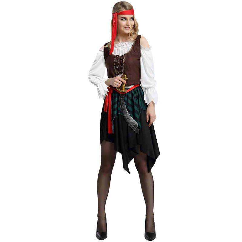 Adult Pirate Costume Couples Sexy Women Pirate Dress Men Pirate Outfit for Halloween Carnival - Image 2