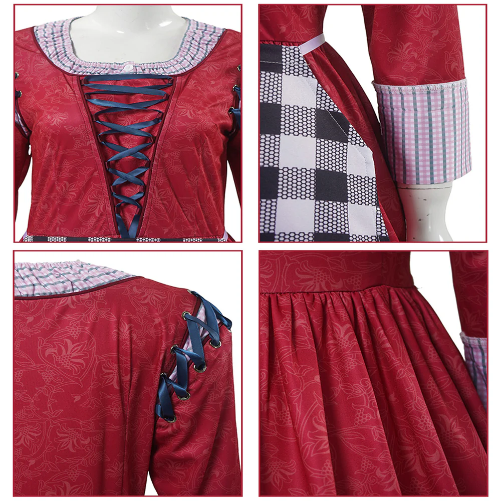 Adult Princess Dress Maid Maxi Dress with Apron Long Sleeve Party Outfit - Image 7