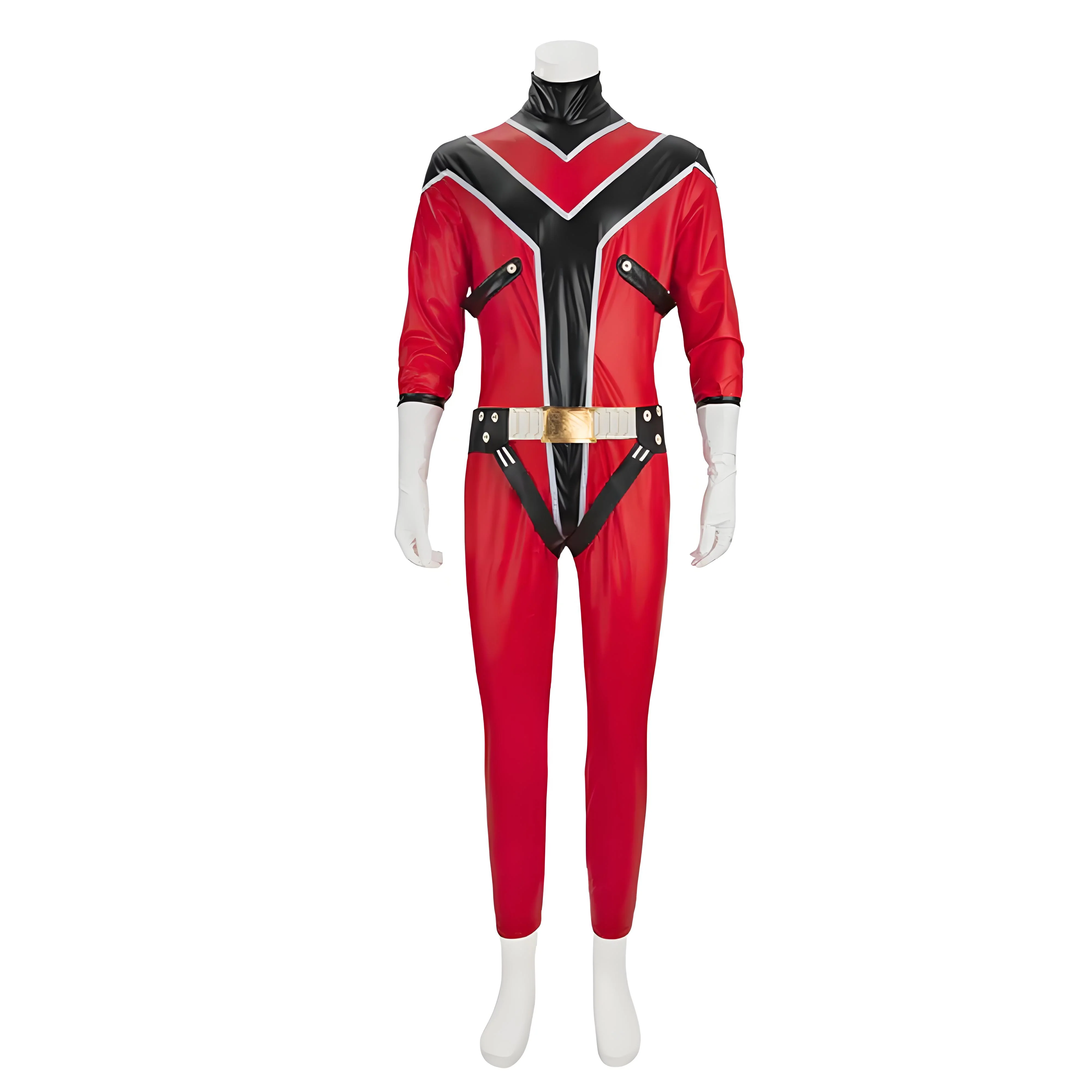 Adult Red Keeper Costume Go Go Loser Ranger Uniform and Cloak 2pcs Suit - Image 3