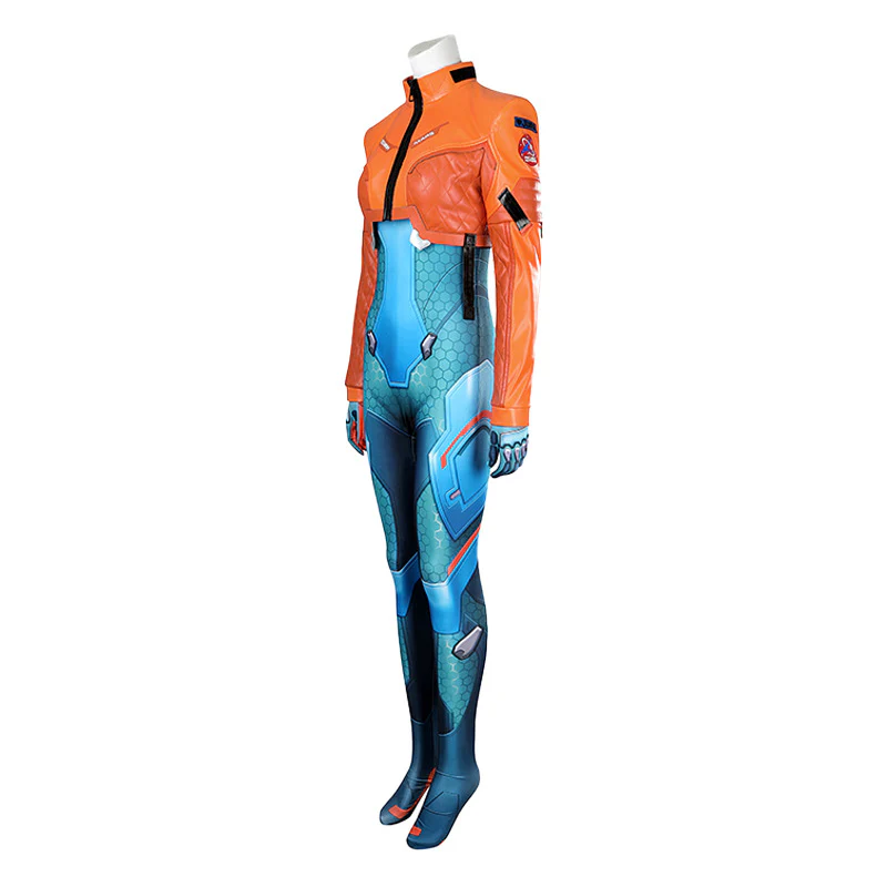 Adult Space Ranger Costume Blue Jumpsuit and Orange Coat 2pcs Suit for Halloween Carnival - Image 8