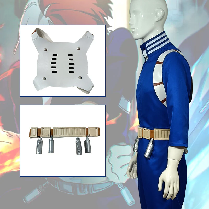 Adult Todoroki Costume Hero School Uniform Blue Jumpsuit Vest and Belt Full Set - Image 5