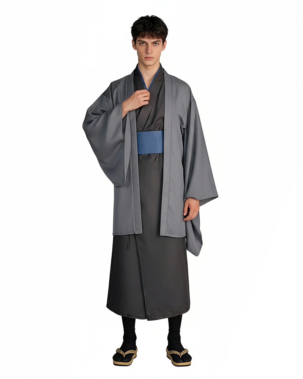 Adult Toji Costume Gray Kimono Sorcerer Killer Cosplay Outfit for Halloween Carnival