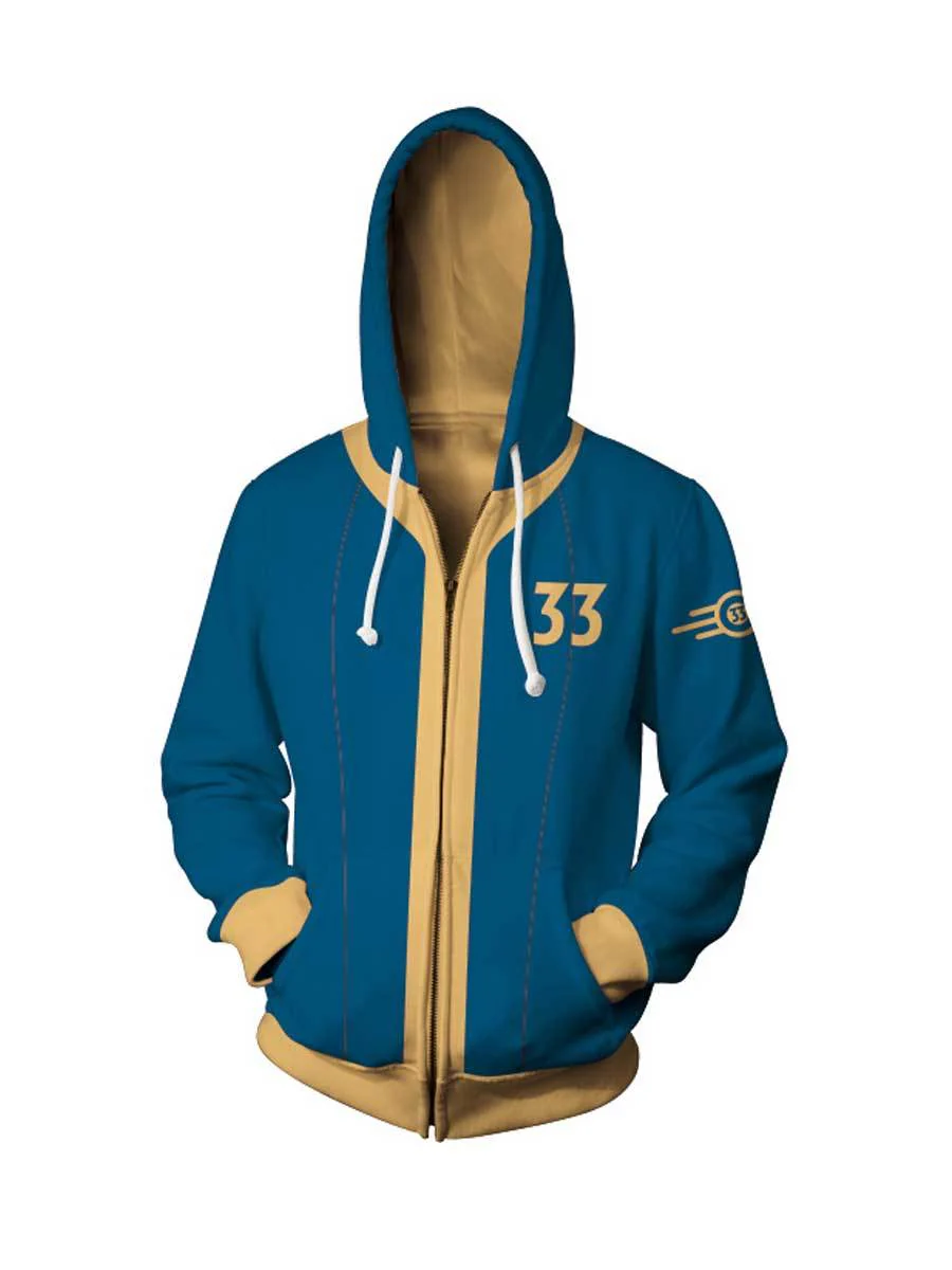 Vault 33 Costume Unisex Zip Up Hoodie Vault Dweller Sweatshirt with Plus Size for Game Player - Image 6