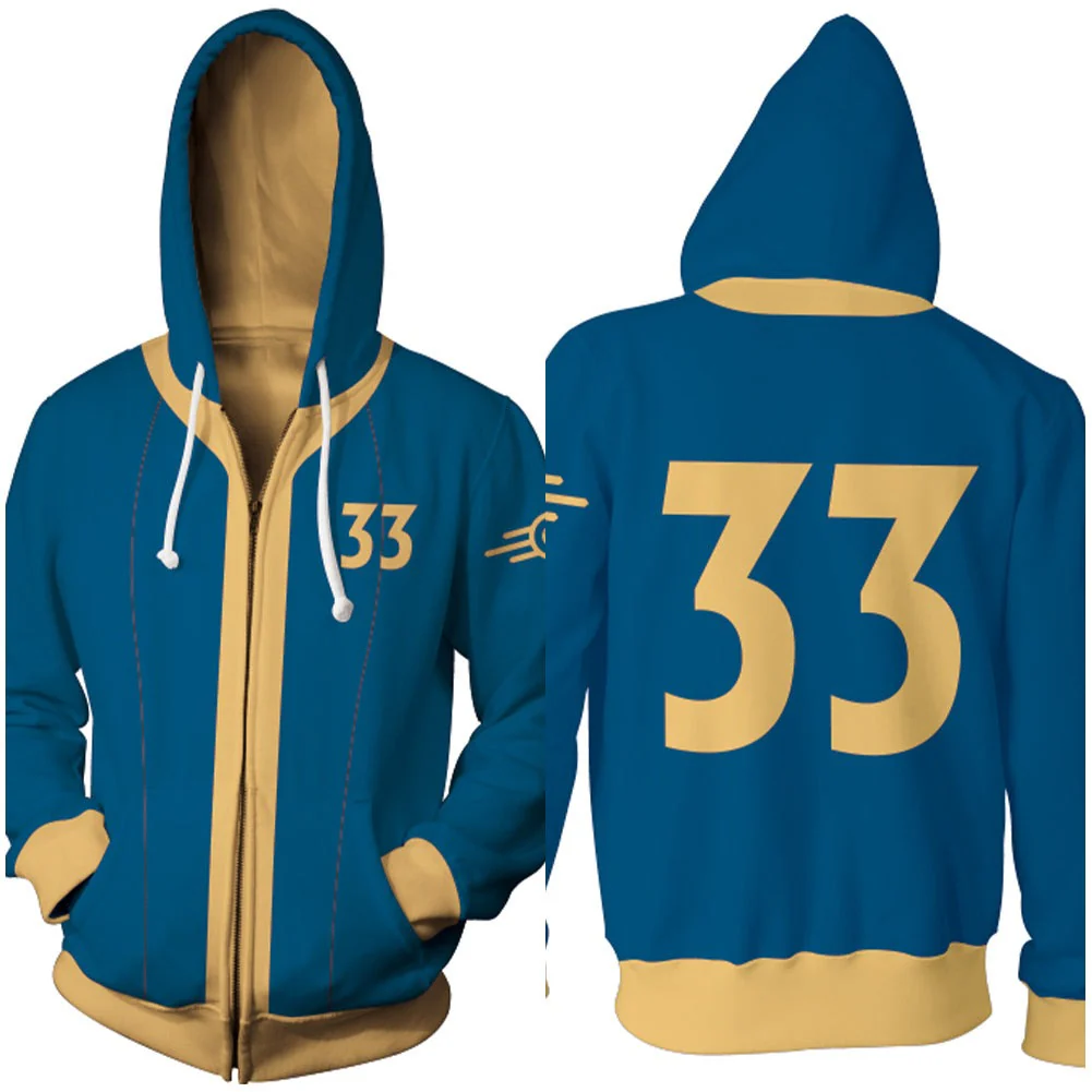Vault 33 Costume Unisex Zip Up Hoodie Vault Dweller Sweatshirt with Plus Size for Game Player - Image 8