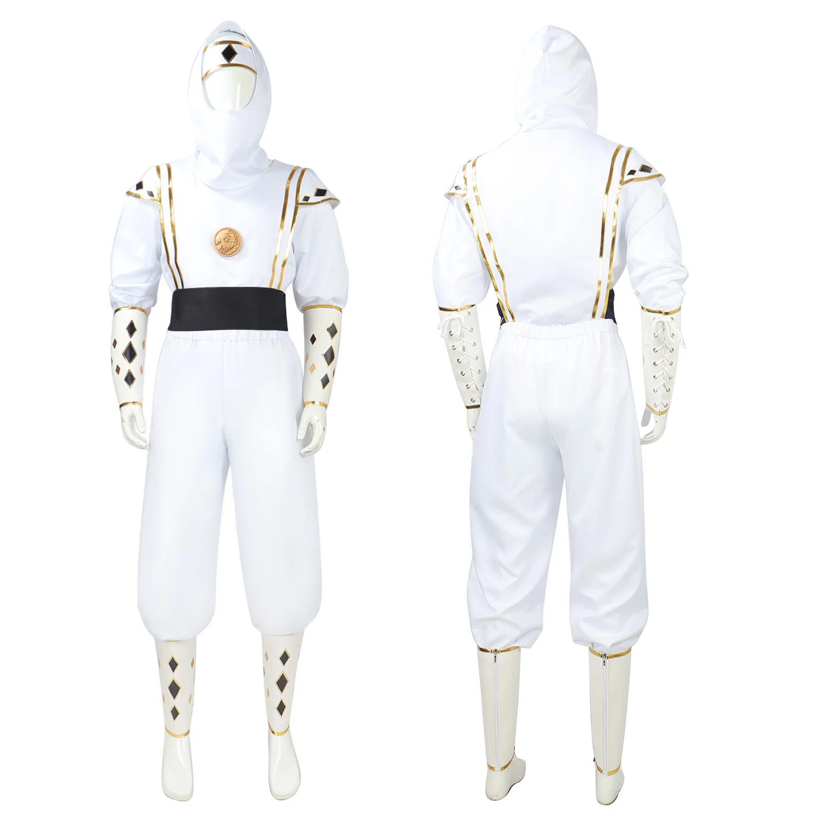 Adult White Dino Ranger Costume MMPR Tommy Oliver Ninja Cosplay Uniform - Image 5