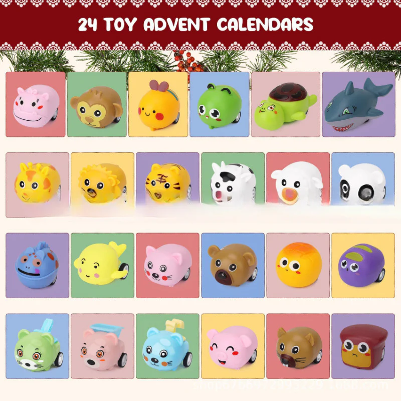 Kids Advent Calendar 2025 Cars Set Animals Pull Back Vehicles Toy 24 Days Christmas Countdown Calendar Blind Box Holiday Toys - Image 2