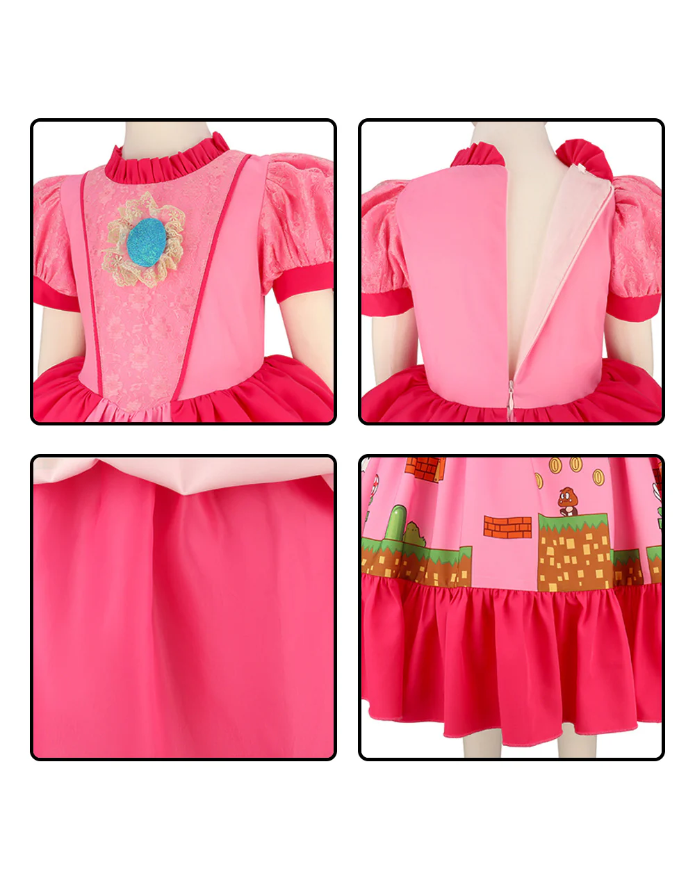 Adventures Princess Dress Pink Floral Chest Lace Gown with Classic Game Scene - Image 7