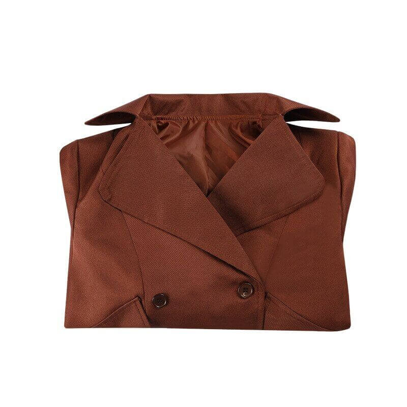 AI Doll Cosplay Costume Brown Coat Double Breasted Robots Uniform for Kids Adult - Image 5
