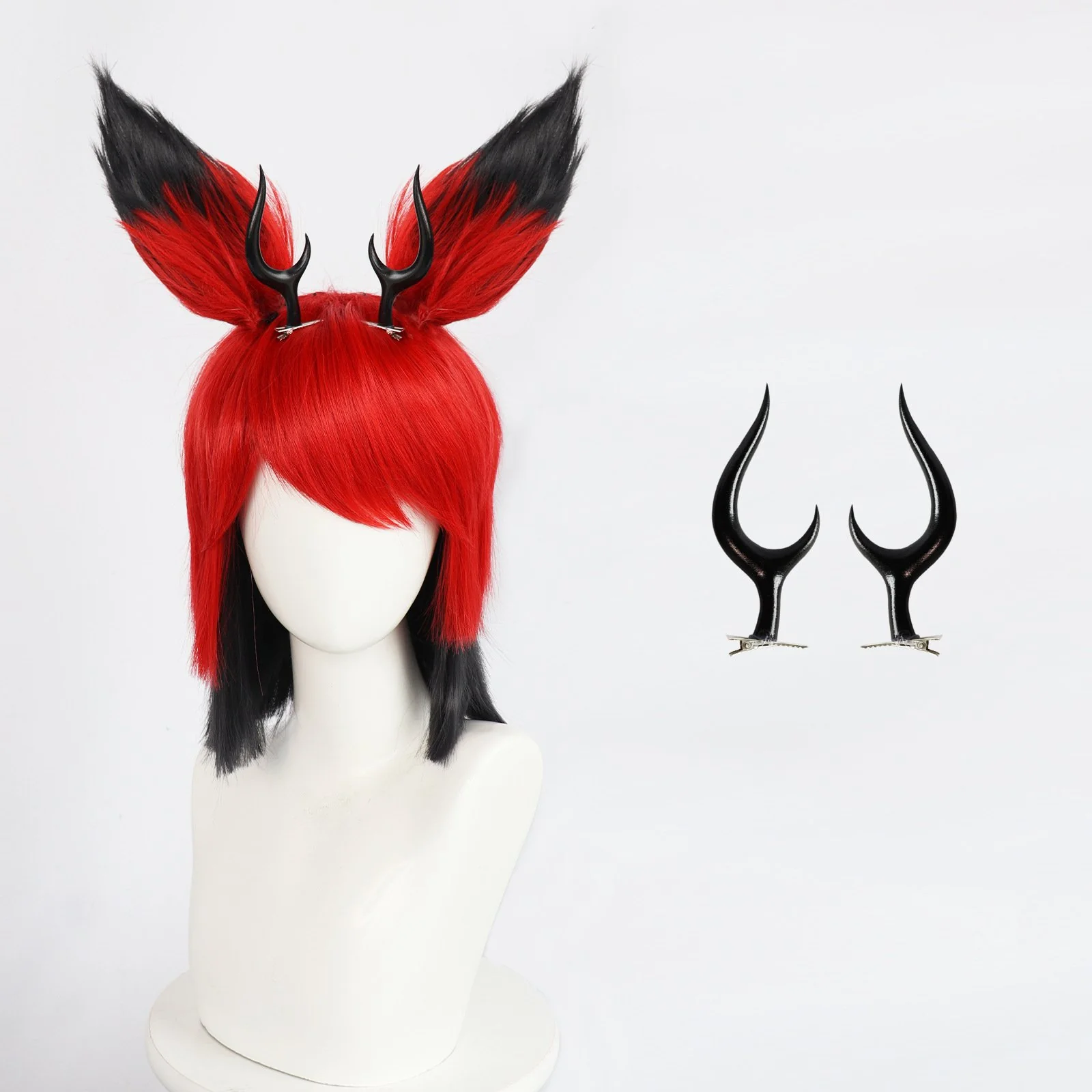 Alastor Cosplay Wig Alastor Modeling Wig and Horns - Image 7