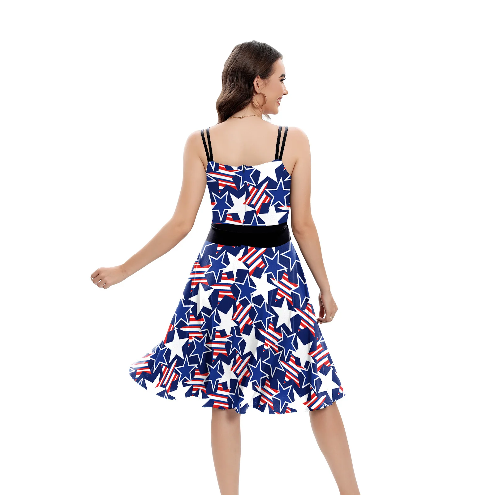 Women 4th Of July Outfit American Flag Star Striped Dress for Patriotic Ladies - Image 3