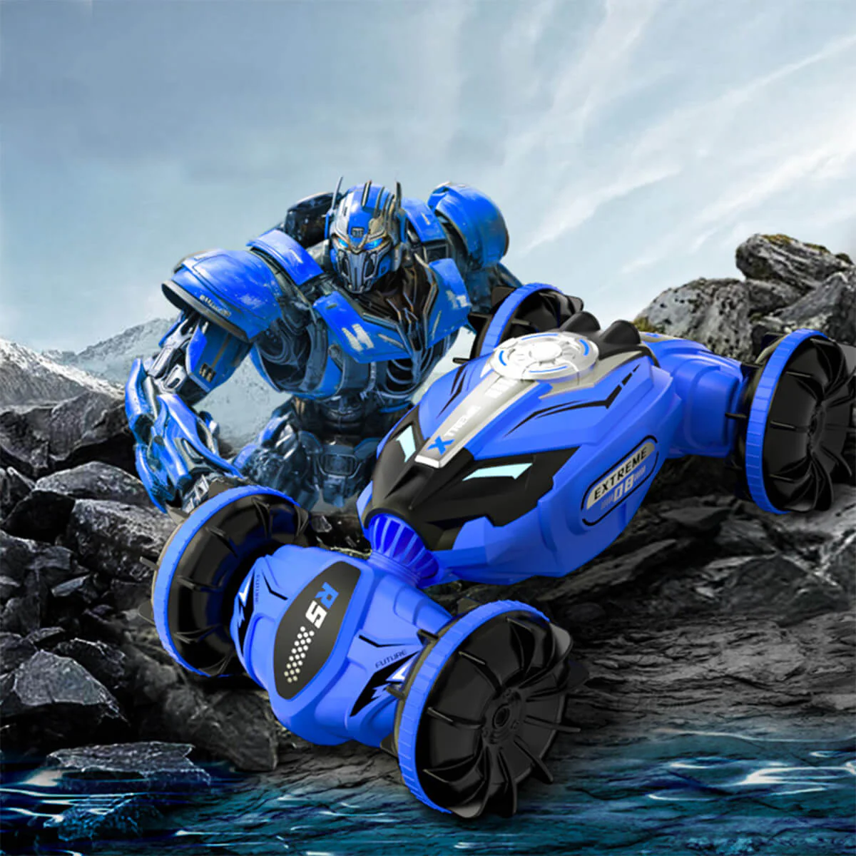 Amphibious RC Stunt Car Drive Double Sided Transforming 2.4G RC Car w/ Remote and Gesture Control - Image 2