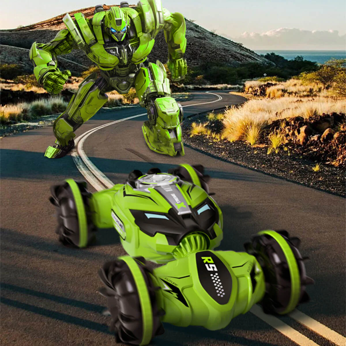 Amphibious RC Stunt Car Drive Double Sided Transforming 2.4G RC Car w/ Remote and Gesture Control - Image 3