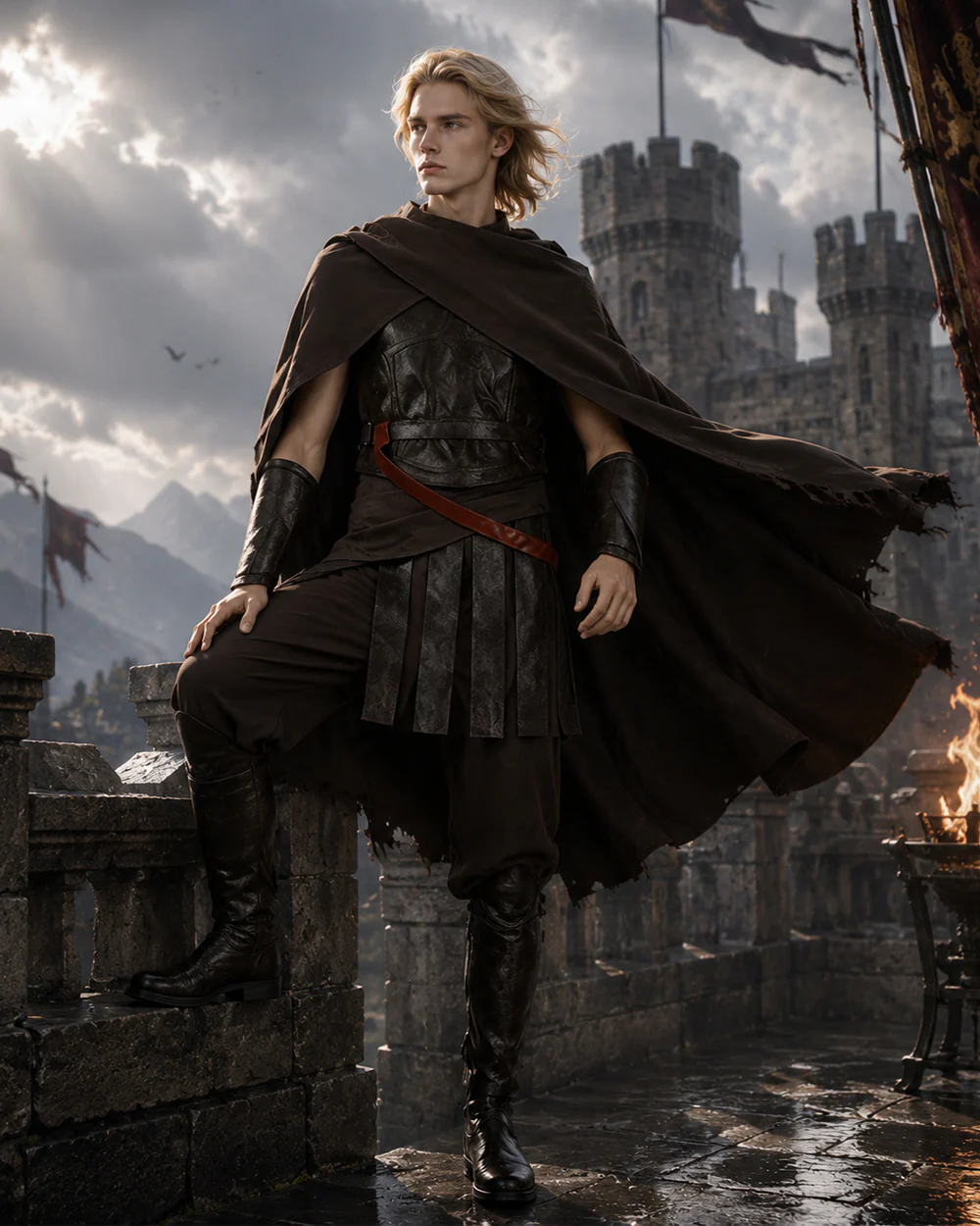 Ancient Greek King Odysseus Costume Dark Brown Odysseus Armor Set with Cloak for Kids Adults Halloween Carnival - Image 2