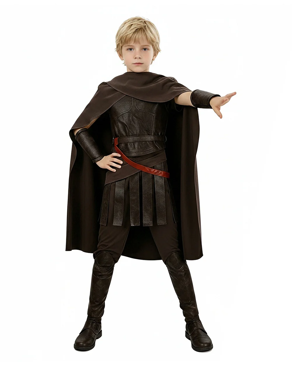 Ancient Greek King Odysseus Costume Dark Brown Odysseus Armor Set with Cloak for Kids Adults Halloween Carnival - Image 3