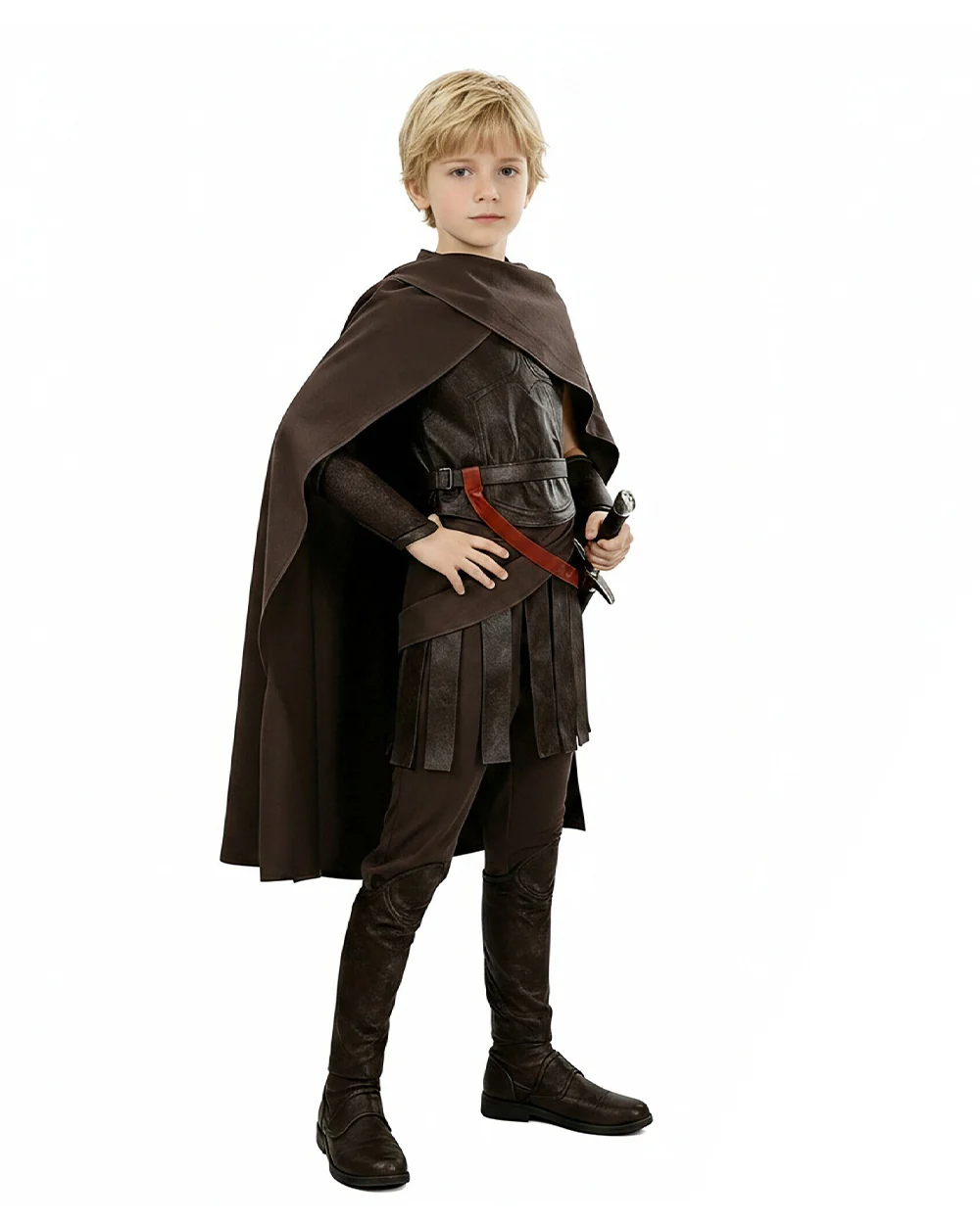 Ancient Greek King Odysseus Costume Dark Brown Odysseus Armor Set with Cloak for Kids Adults Halloween Carnival - Image 4
