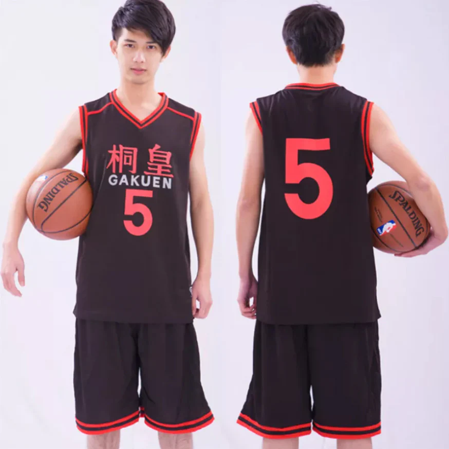 Anime Kuroko's Basketball Jersey Costume GAKUEN School Aomine Daiki 5 Shirts And Shorts - Image 6