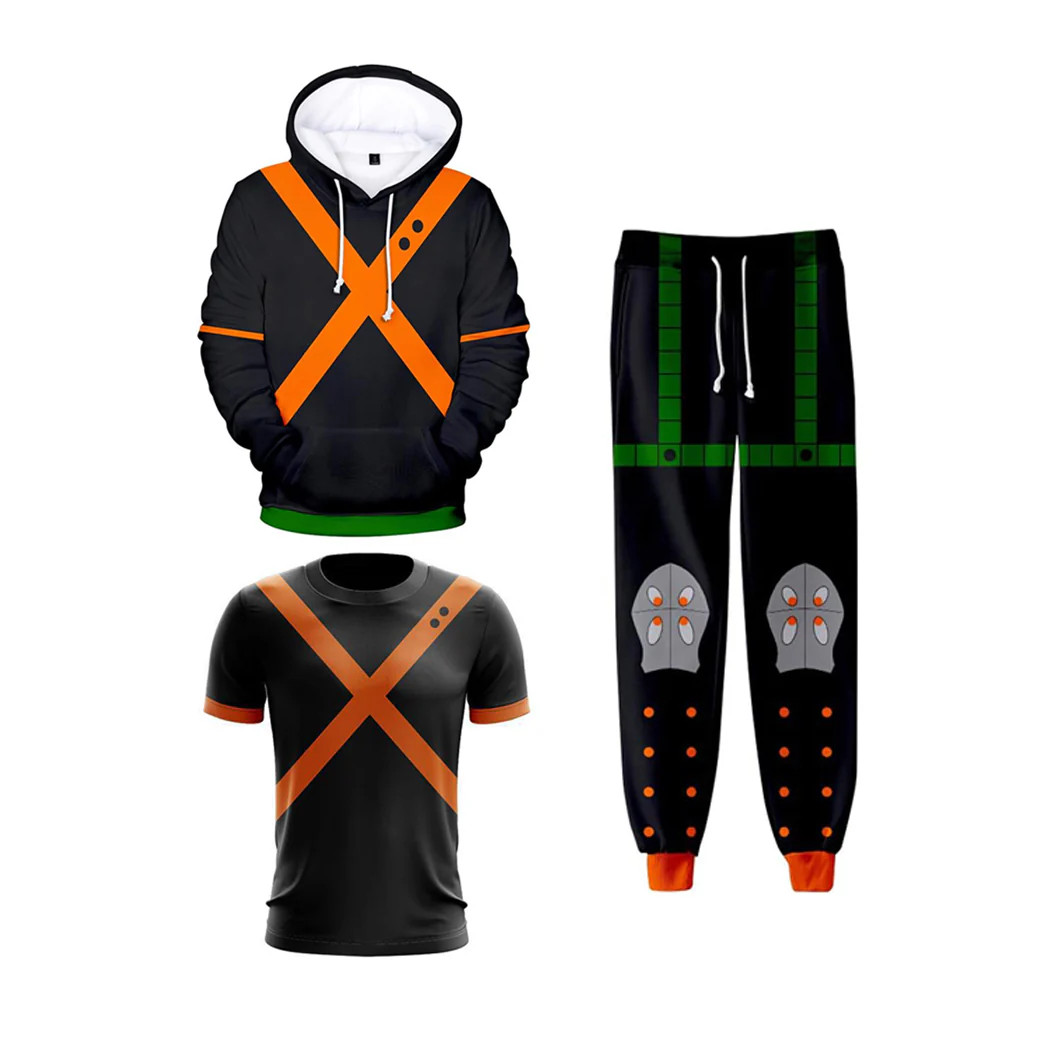 Anime MHA Katsuki Costume Adult Cosplay Hoodie Pants and T-shirt - Image 3