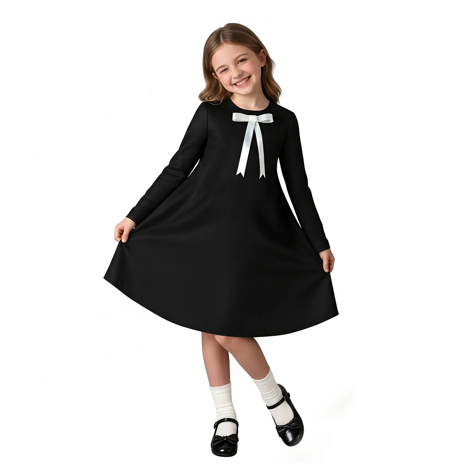 Anya Cosplay Costume Black Homewear Dress with Hair Accessories - Image 3