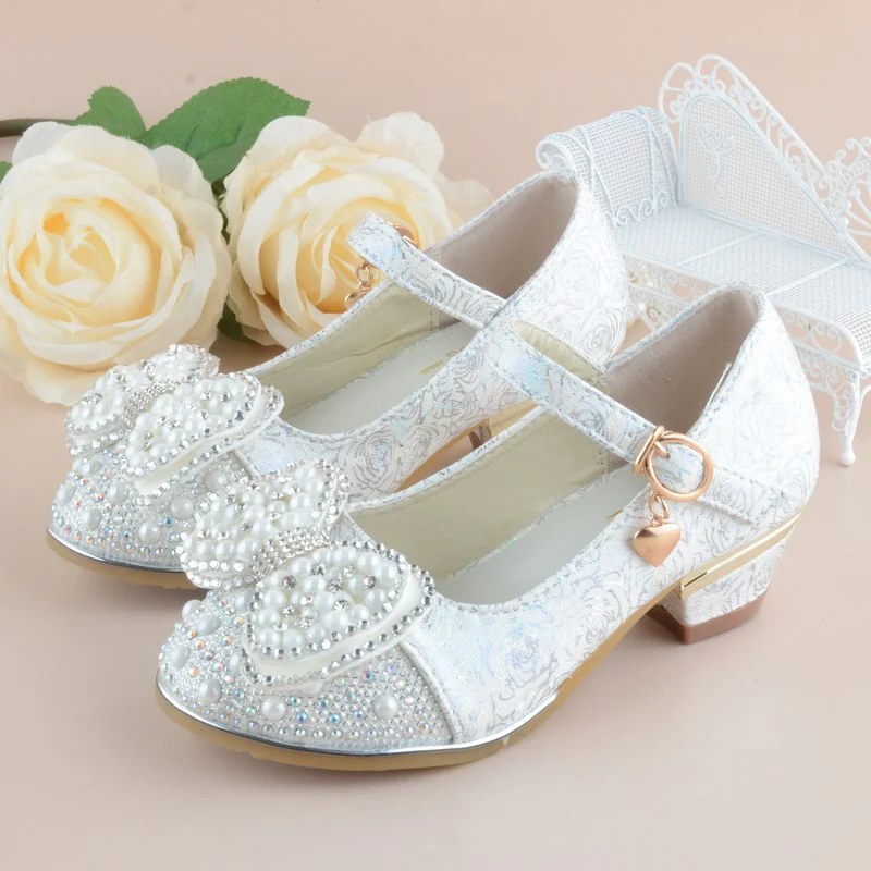 Girls Heeled Leather Shoes Party Dance Princess Shoes - Image 2