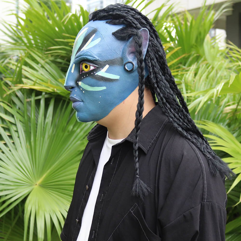 Neytiri and Jake Sully Helmet Latex Mask with Wig Halloween Men/ Women Cosplay Prop - Image 3