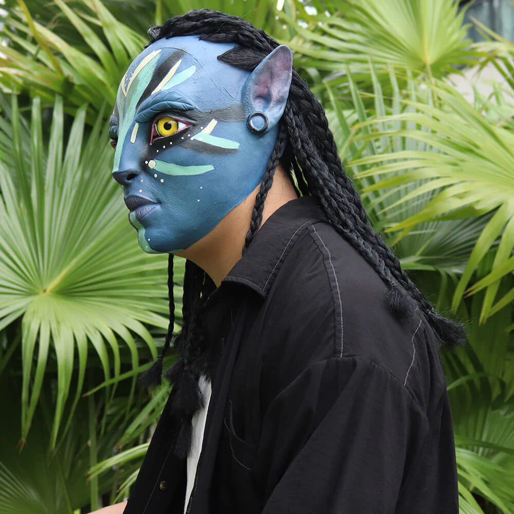 Neytiri and Jake Sully Helmet Latex Mask with Wig Halloween Men/ Women Cosplay Prop - Image 4