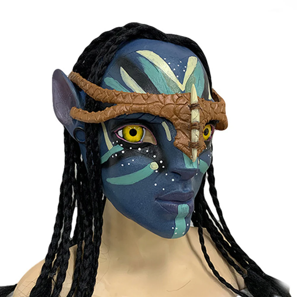 Neytiri and Jake Sully Helmet Latex Mask with Wig Halloween Men/ Women Cosplay Prop - Image 6
