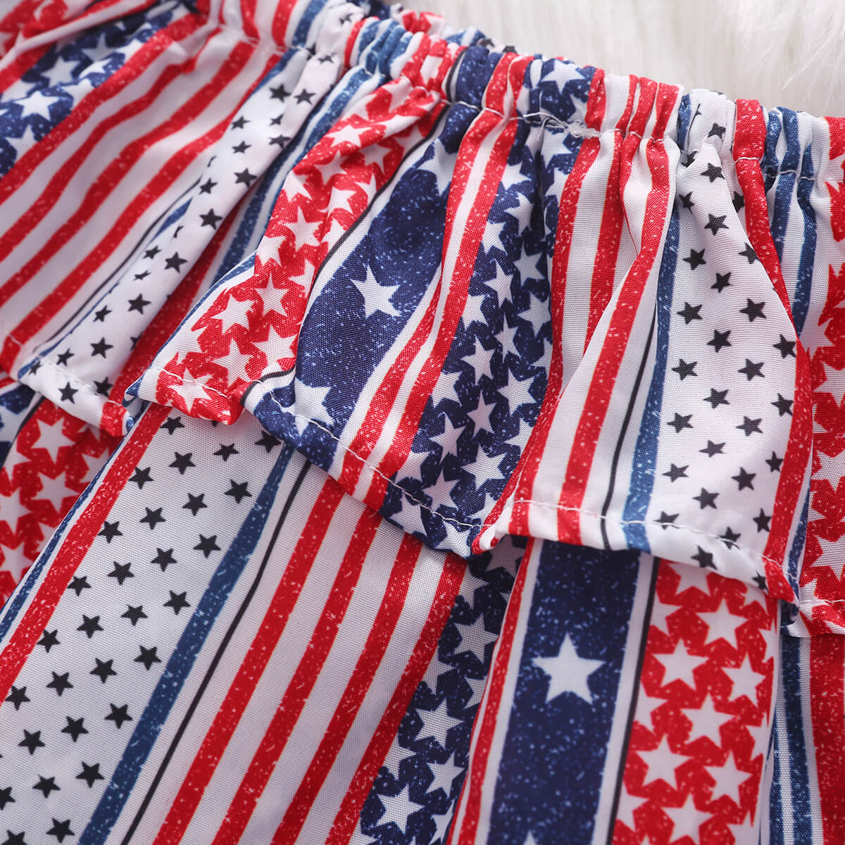 Baby Girl 4th of July Outfit American Flag 2PCS Patriotic Set Stars Stripe Tops+Denim Shorts - Image 3