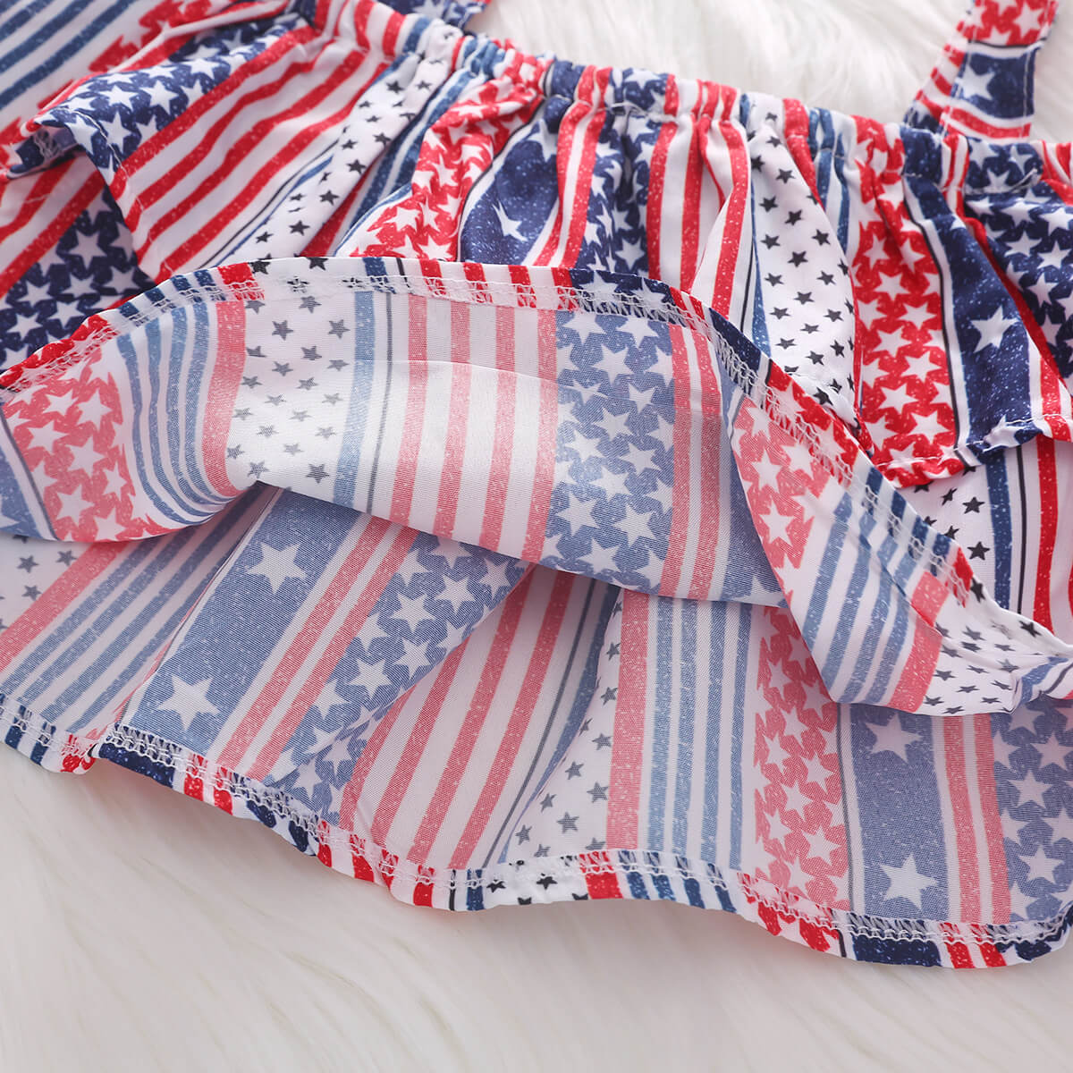 Baby Girl 4th of July Outfit American Flag 2PCS Patriotic Set Stars Stripe Tops+Denim Shorts - Image 6