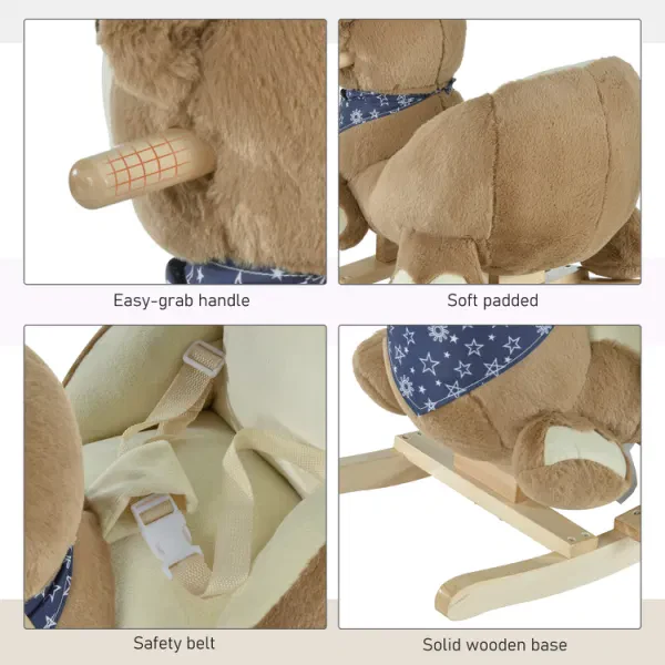 Baby Rocking Horse with Lullaby Riding Bear Plush Animal Rocker with Pedals for Ages 18-36 Months - Image 5