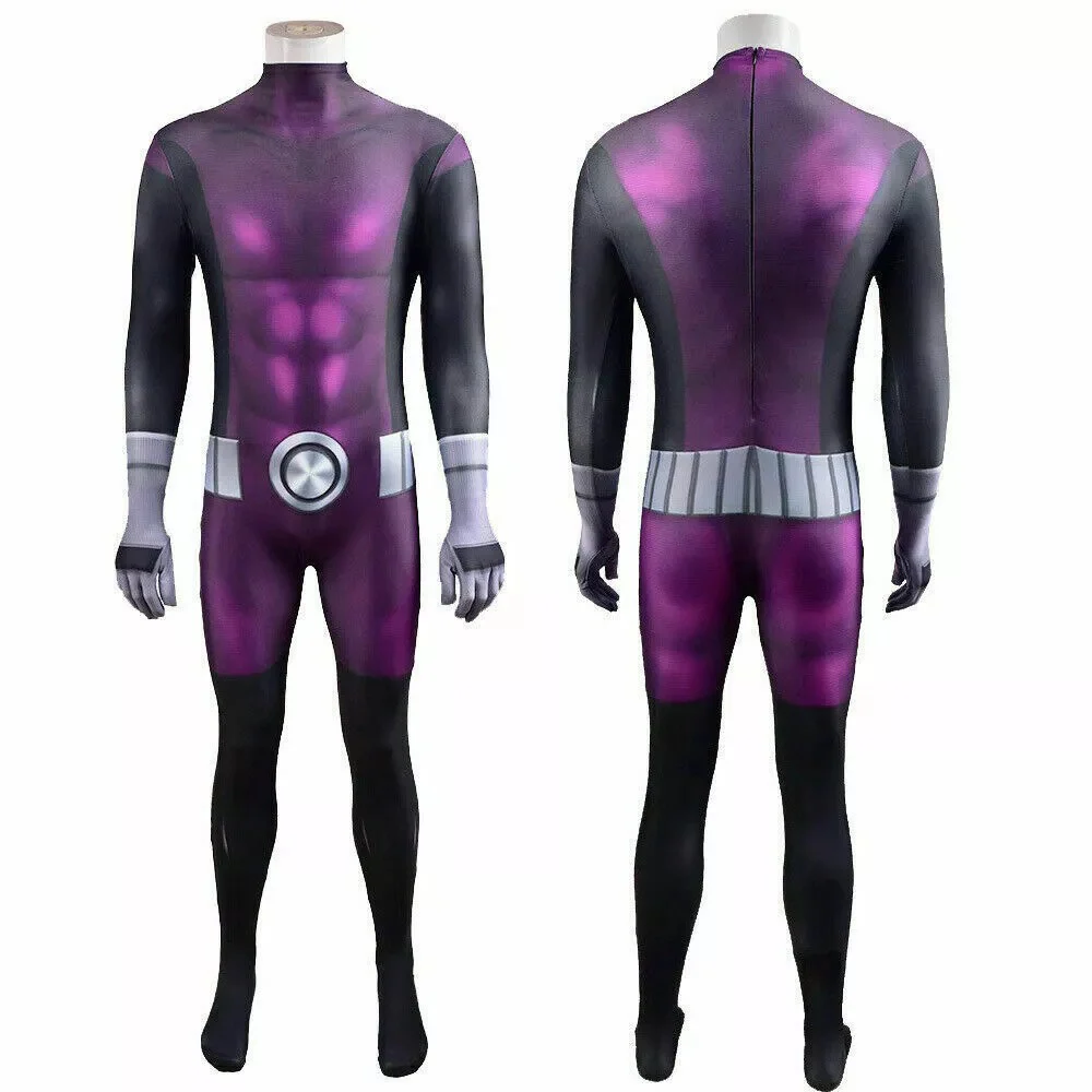 Beast Boy Costume Kids Teens Animal Man Purple Jumpsuit for Cosplay Party - Image 4
