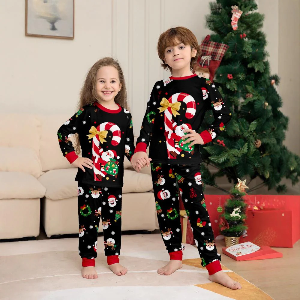 Black Family Christmas Sleepwear Festive Pajamas Set Comfortable Loungewear - Image 3