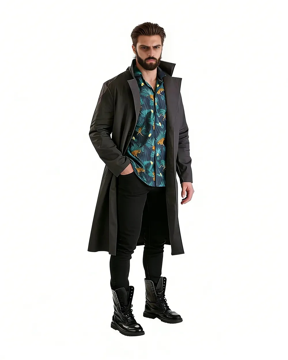 Boys Billy Costume Blue Shirt and Black Trench Coat for Cosplay Themed Events - Image 3