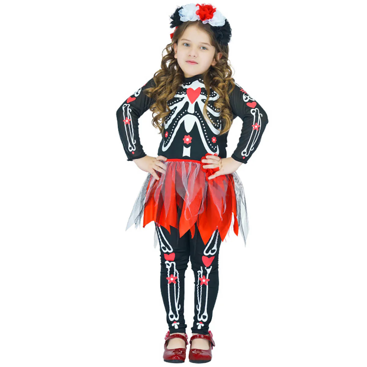 Boys Girls Halloween Scary Skeleton Suit Kids Skull Role Play Costume Corpse Bride Fancy Dress - Image 6