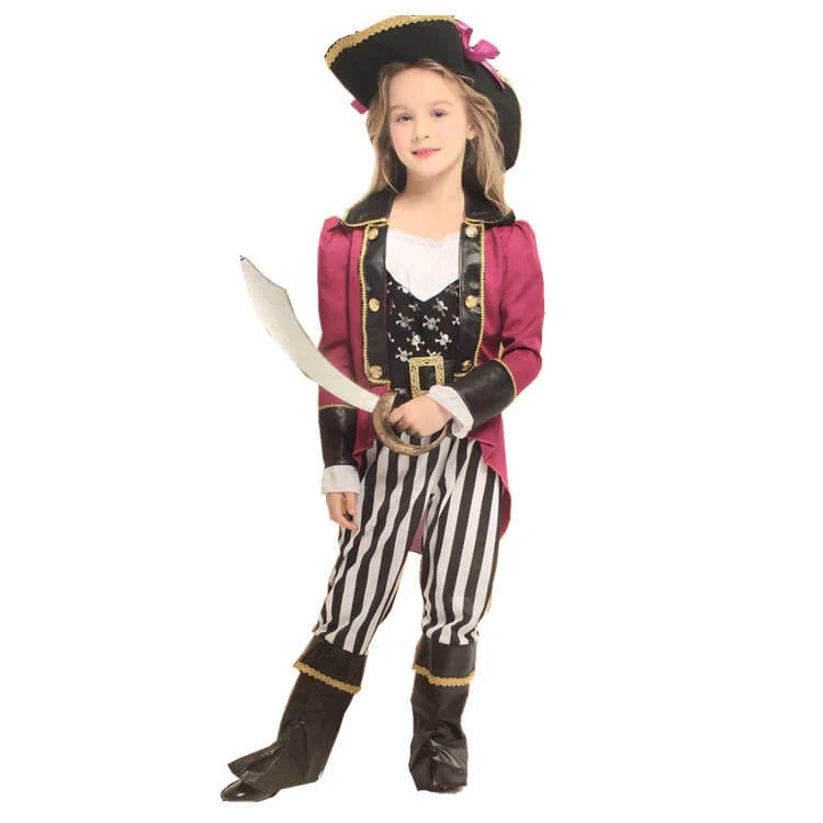 Boys Girls Pirate Costume Accessory Set Halloween Pirate Dress Up Outfit for Kids (3-8 Years) - Image 4