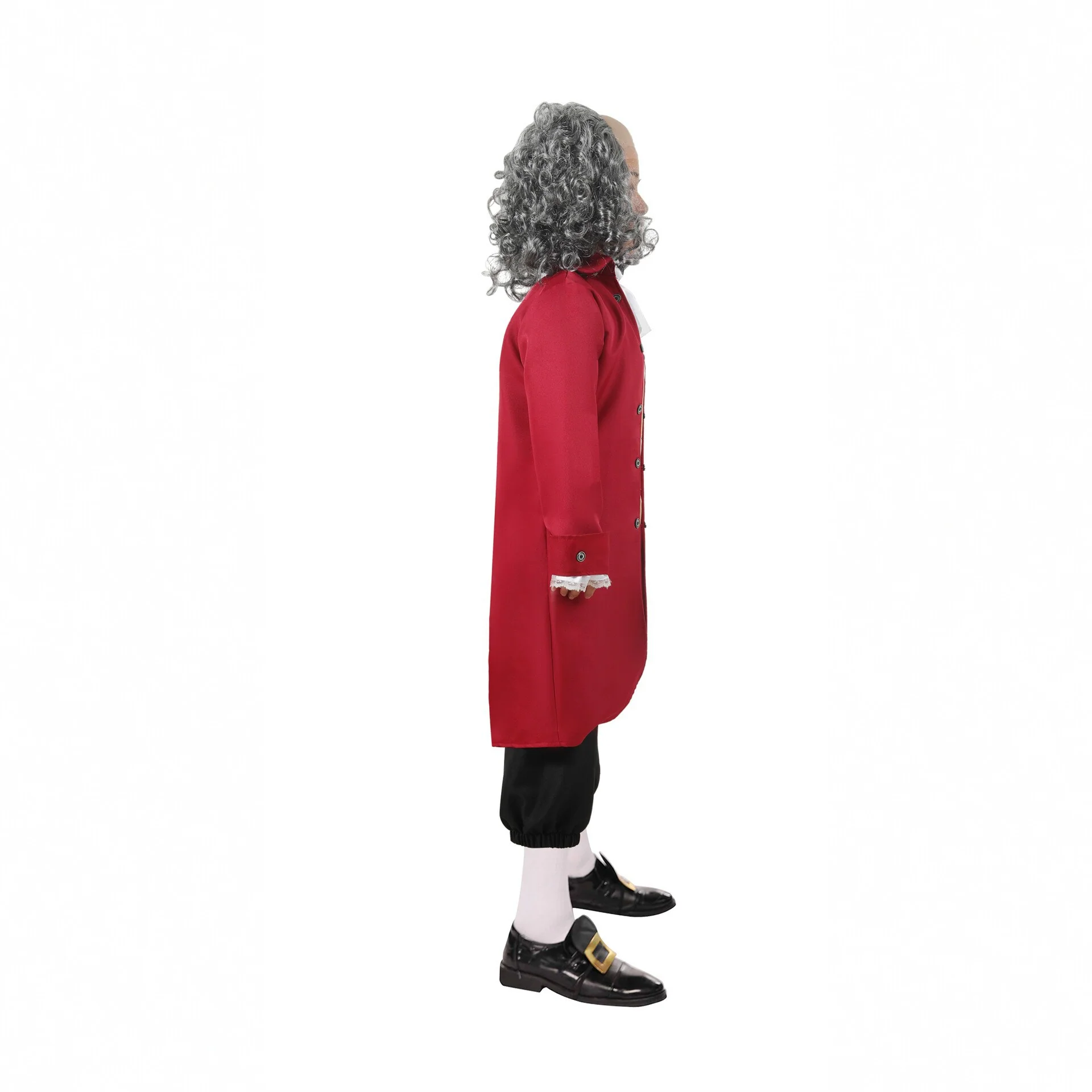 Boys July 4 Outfit Red Historical Costume with Bald Colonial Wig for USA Anniversary Celebrations - Image 3