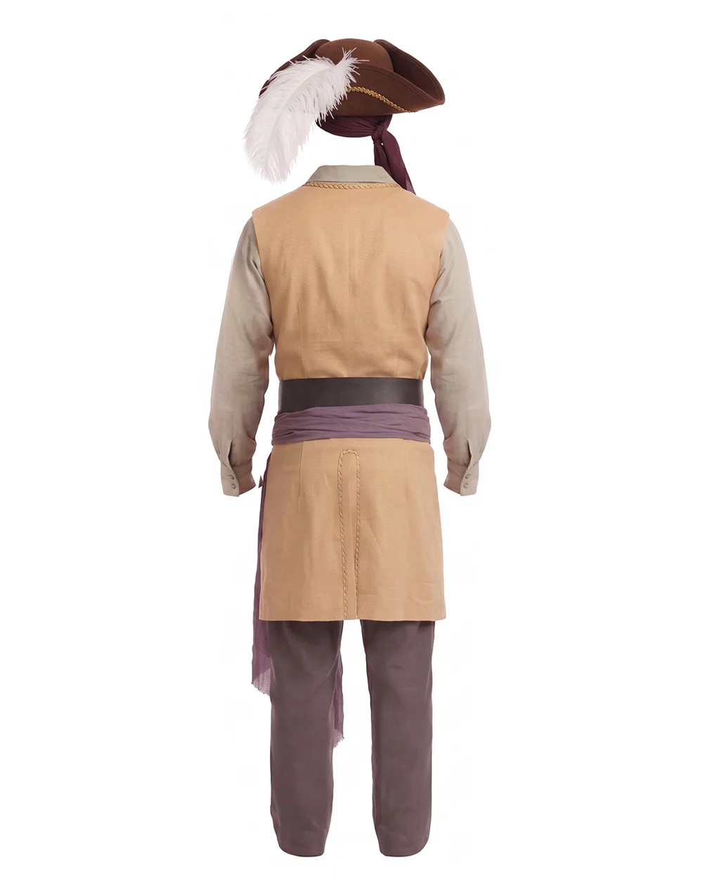 Clark Pirate Costume Tan Liminal Space Explorer Long Waistcoat and Trousers Set for Boys Mens Halloween Carnival - Image 8