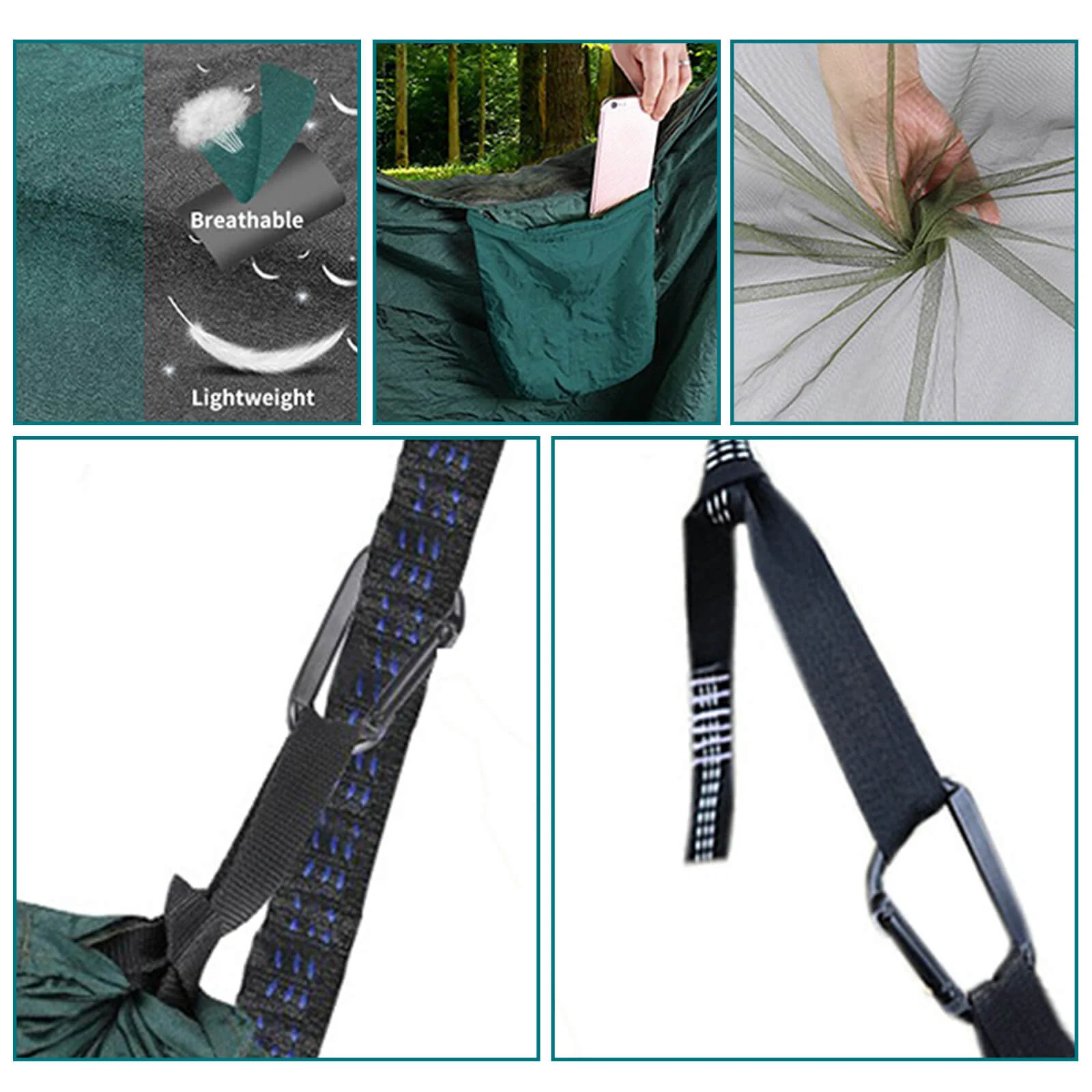 Camping Hammock with Mosquito Net Lightweight Portable Hammock for Outside, Travel, Backpacking - Image 9
