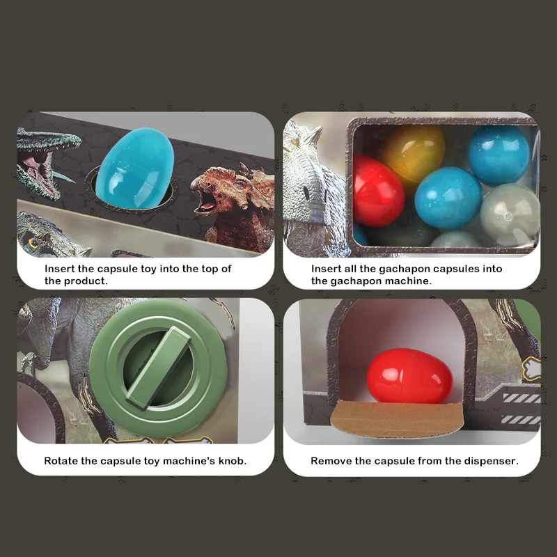 Cartoon Dinosaur Gashapon Machine with 12 Dinosaur Mini Vending Machine Dino Blind Box - Image 6