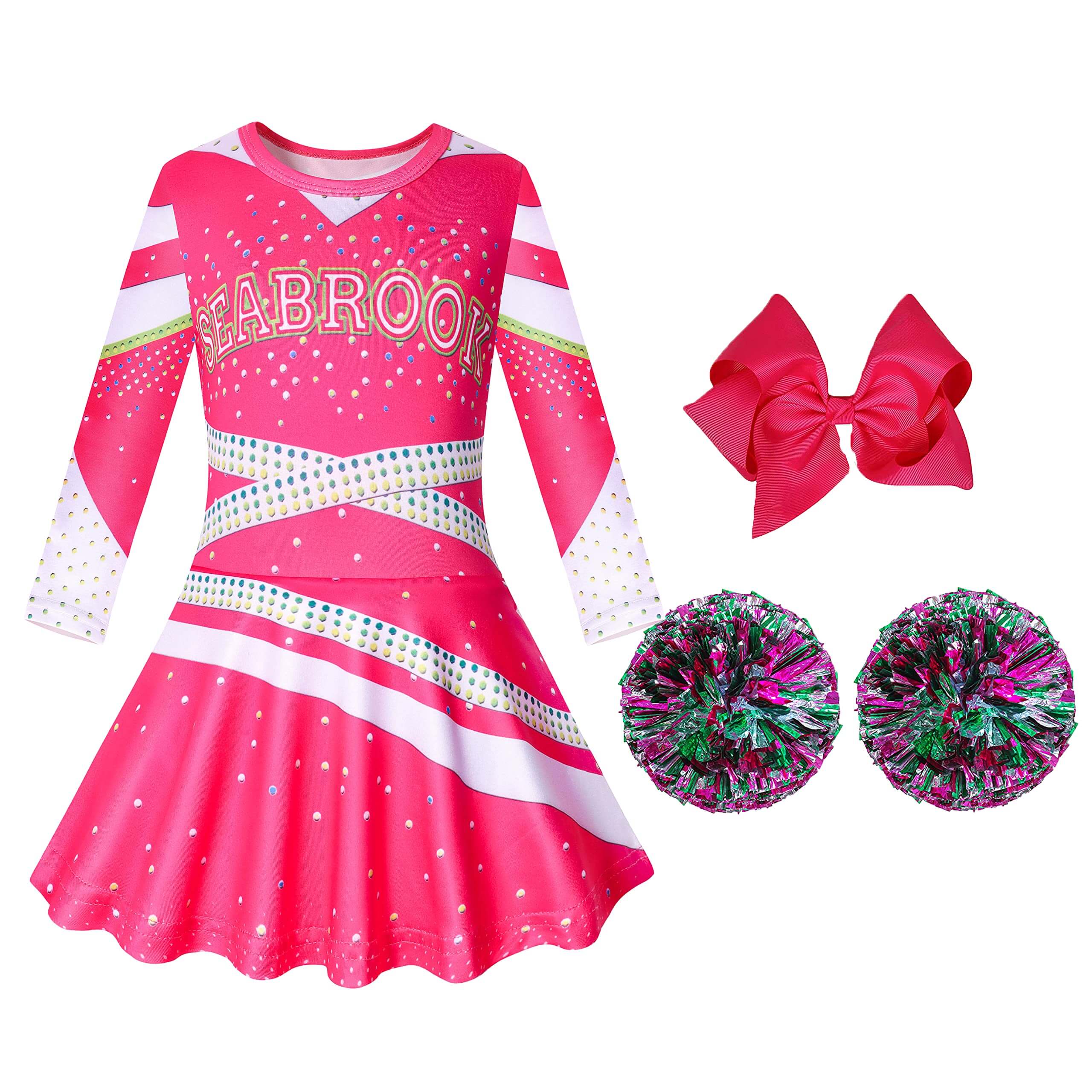 Kids Cheerleader Costume Fancy Addison Cheerleader Costume Party Outfit with Accessories - Image 3