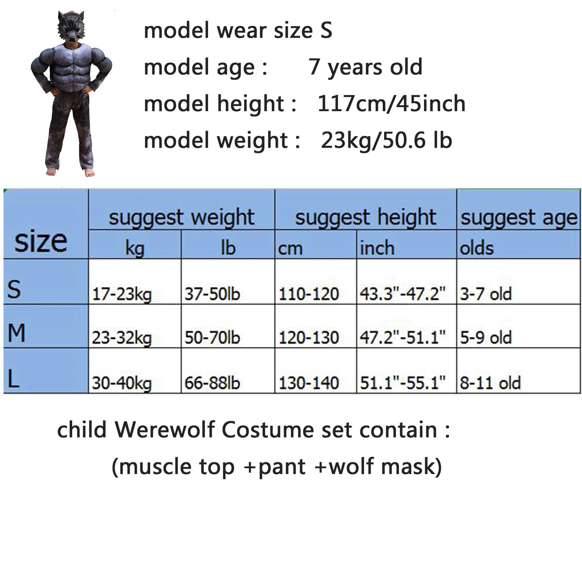 Child Muscle Wolf Suits Werewolf Costume with Mask for Boys Kids Halloween Monster Dress up - Image 7