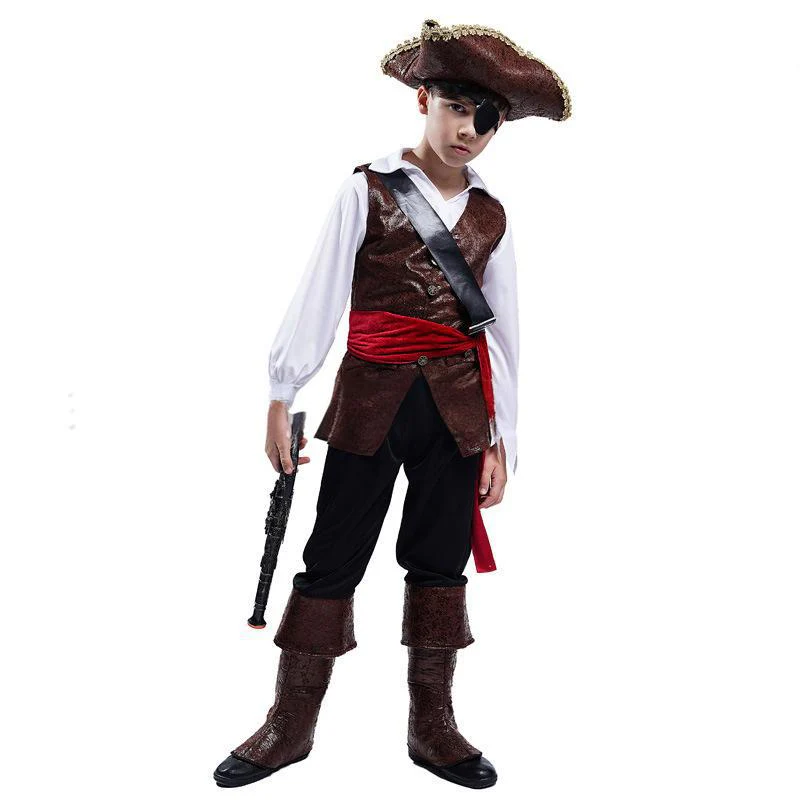 Childrens Pirate Costume Boys Fancy Pirate Dress Up Outfit for Halloween Themed Party - Image 7