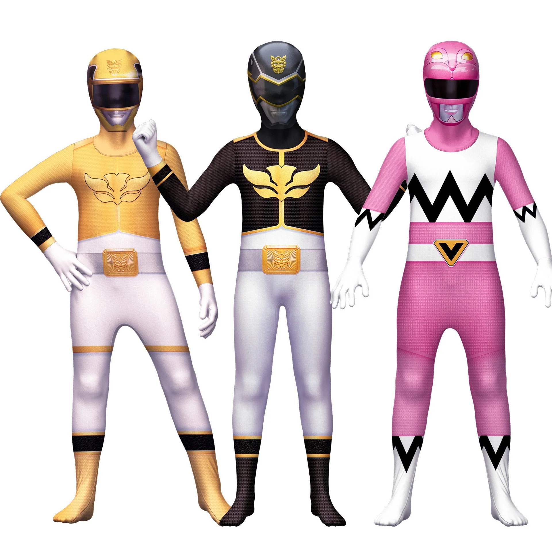 Childrens Red Ranger Costume Kids Blue Ninja Outfit with Helmet for Halloween Carnival - Image 2