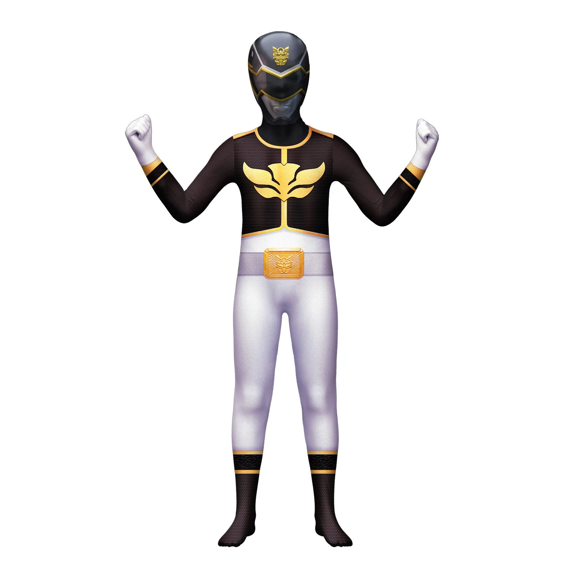 Childrens Red Ranger Costume Kids Blue Ninja Outfit with Helmet for Halloween Carnival - Image 7