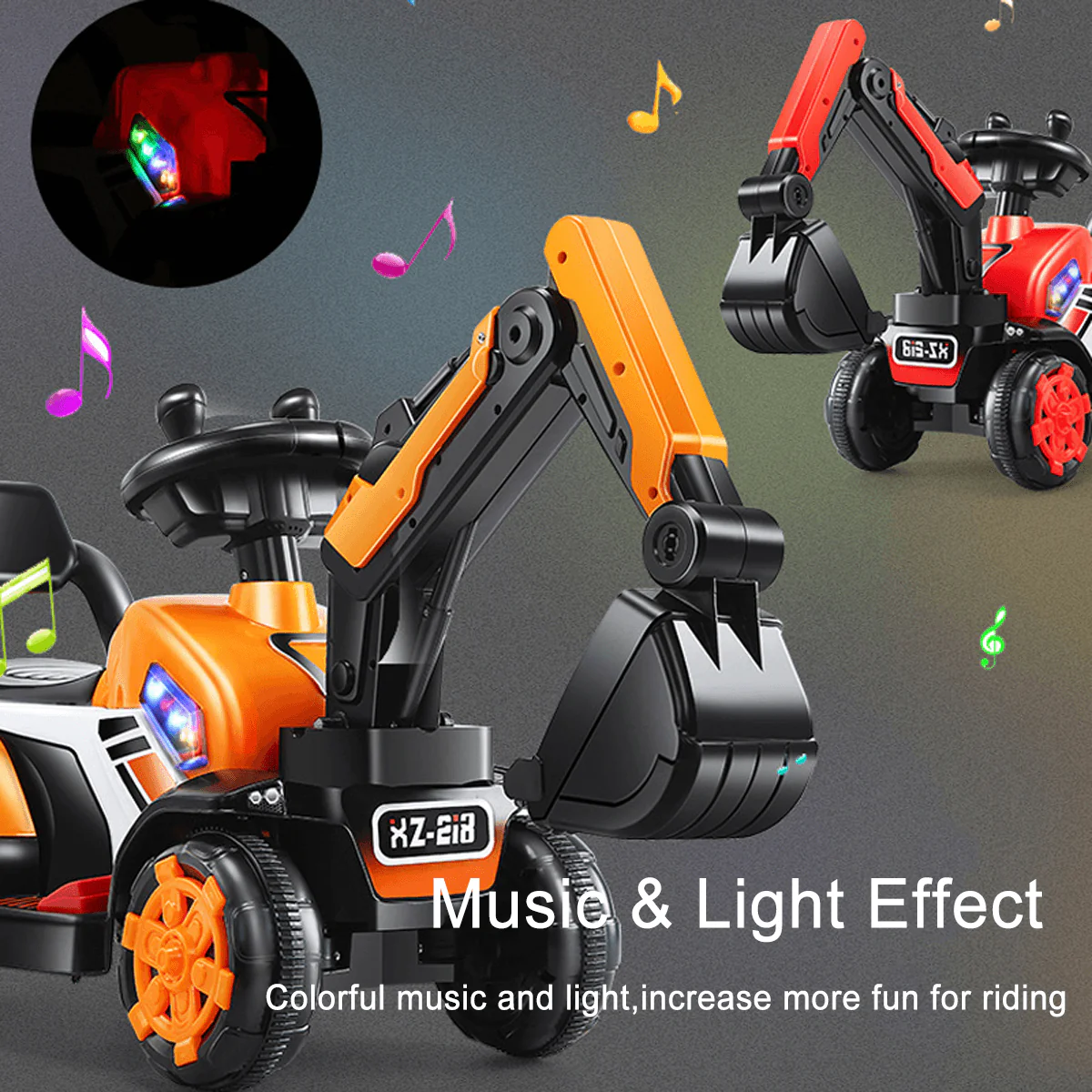 Children's Riding Excavator Electric Ride On Digger Toy 6 Volt Pedal Excavator - Image 5