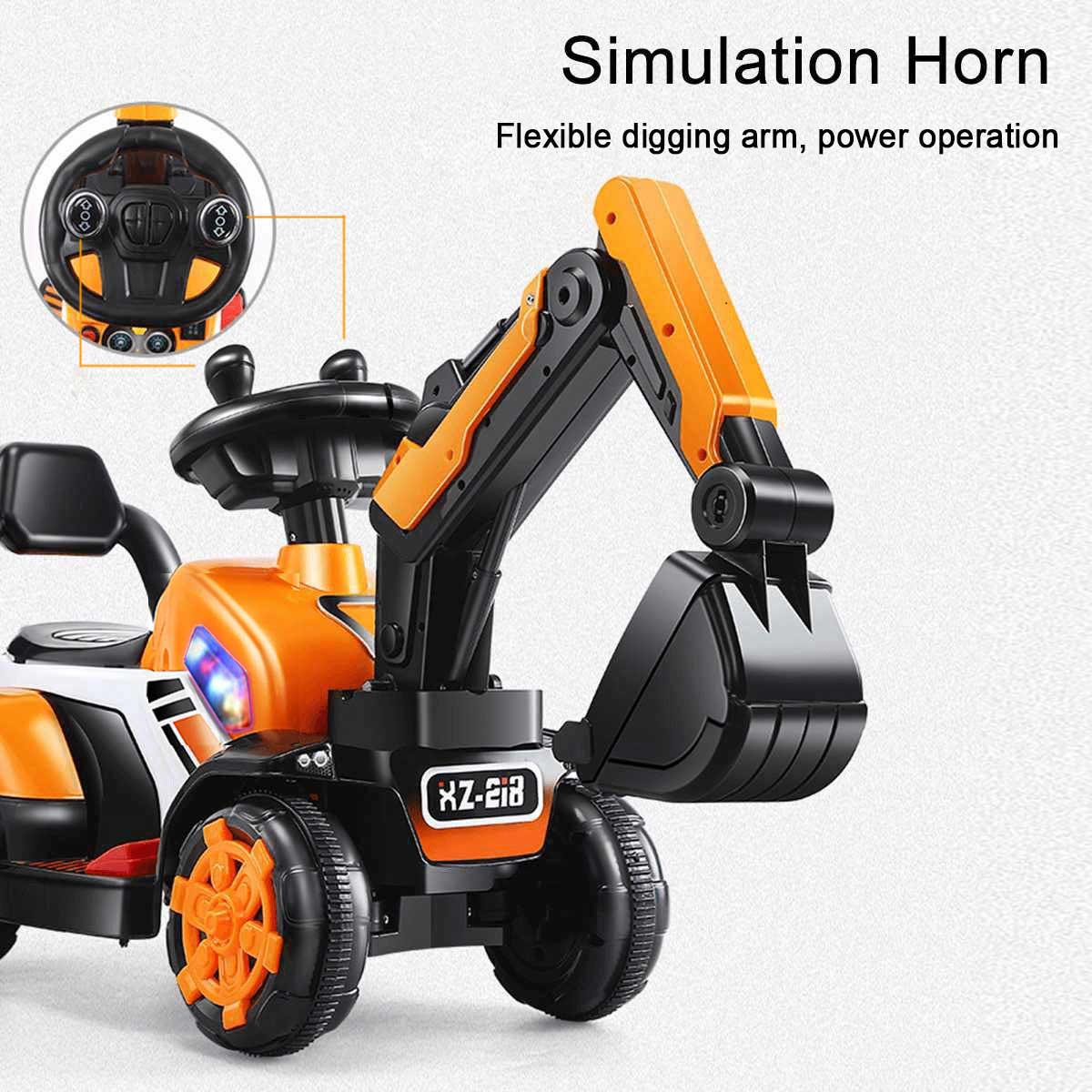Children's Riding Excavator Electric Ride On Digger Toy 6 Volt Pedal Excavator - Image 9