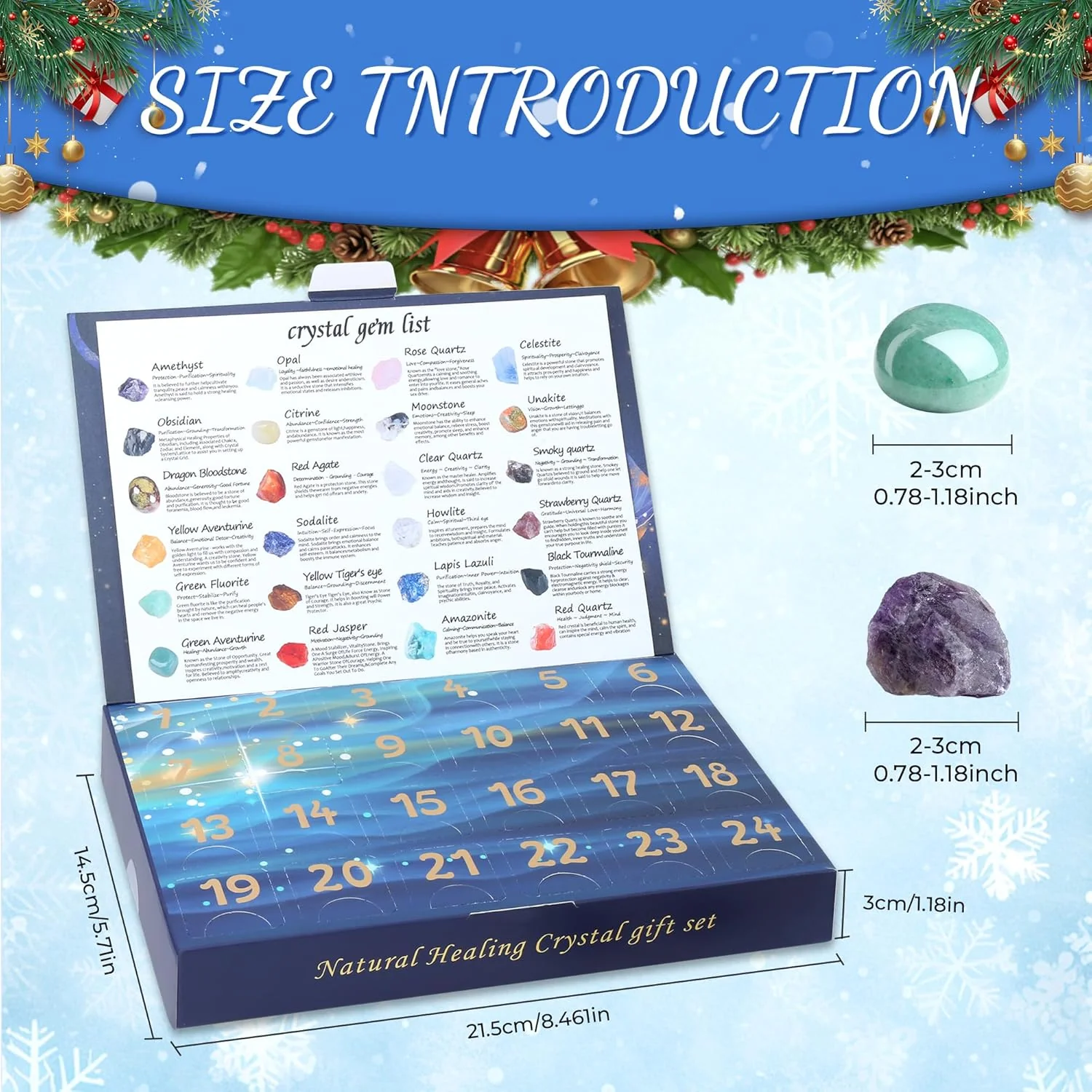 Christmas Advent Calendar 2025 Crystal Gemstone Blind Box with 24pcs Natural Crystal Holiday Gift - Image 10