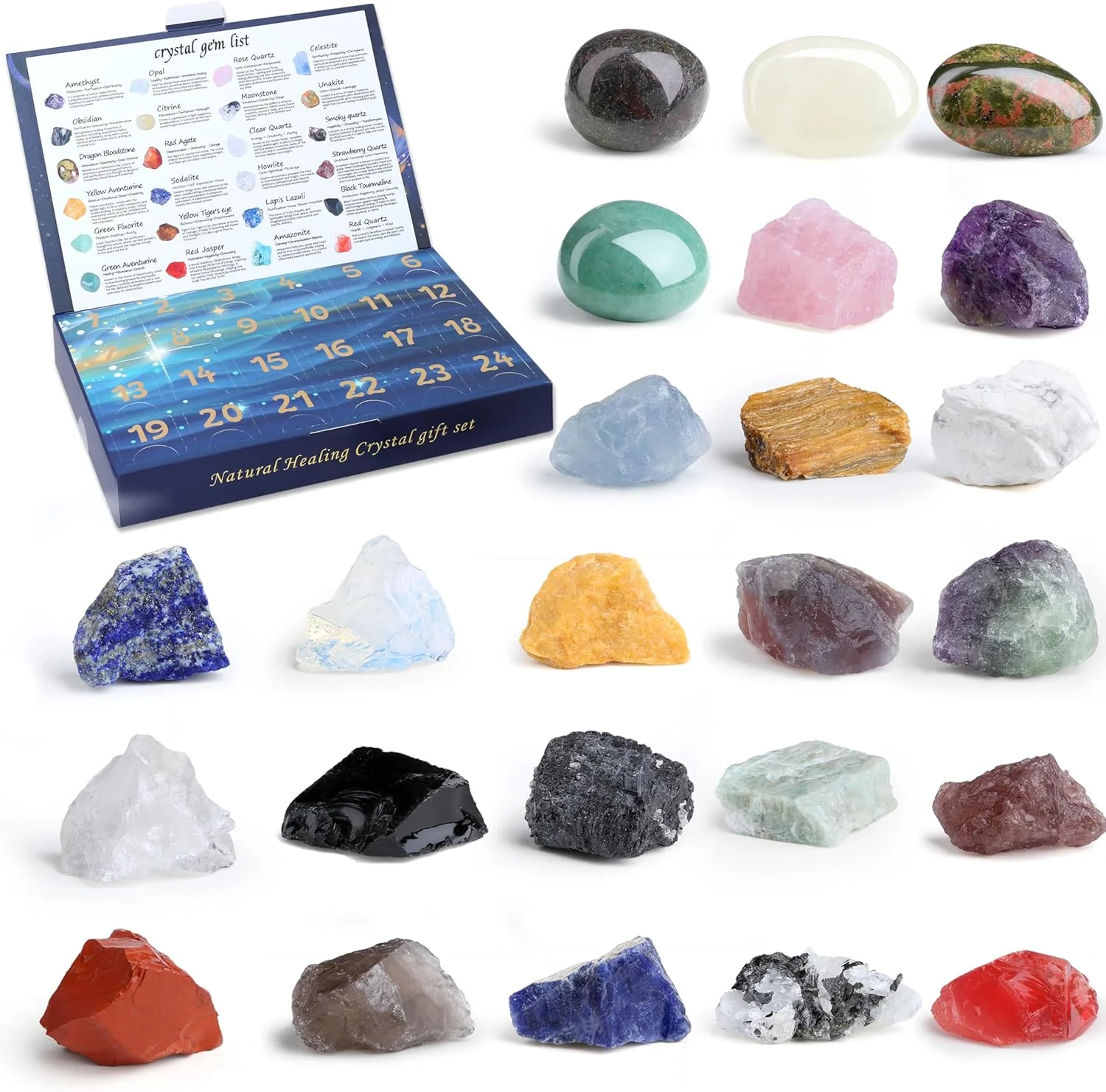 Christmas Advent Calendar 2025 Crystal Gemstone Blind Box with 24pcs Natural Crystal Holiday Gift - Image 11