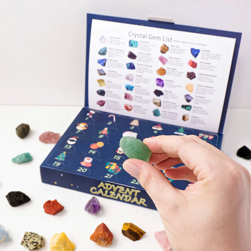 Christmas Advent Calendar 2025 Crystal Gemstone Blind Box with 24pcs Natural Crystal Holiday Gift - Image 3