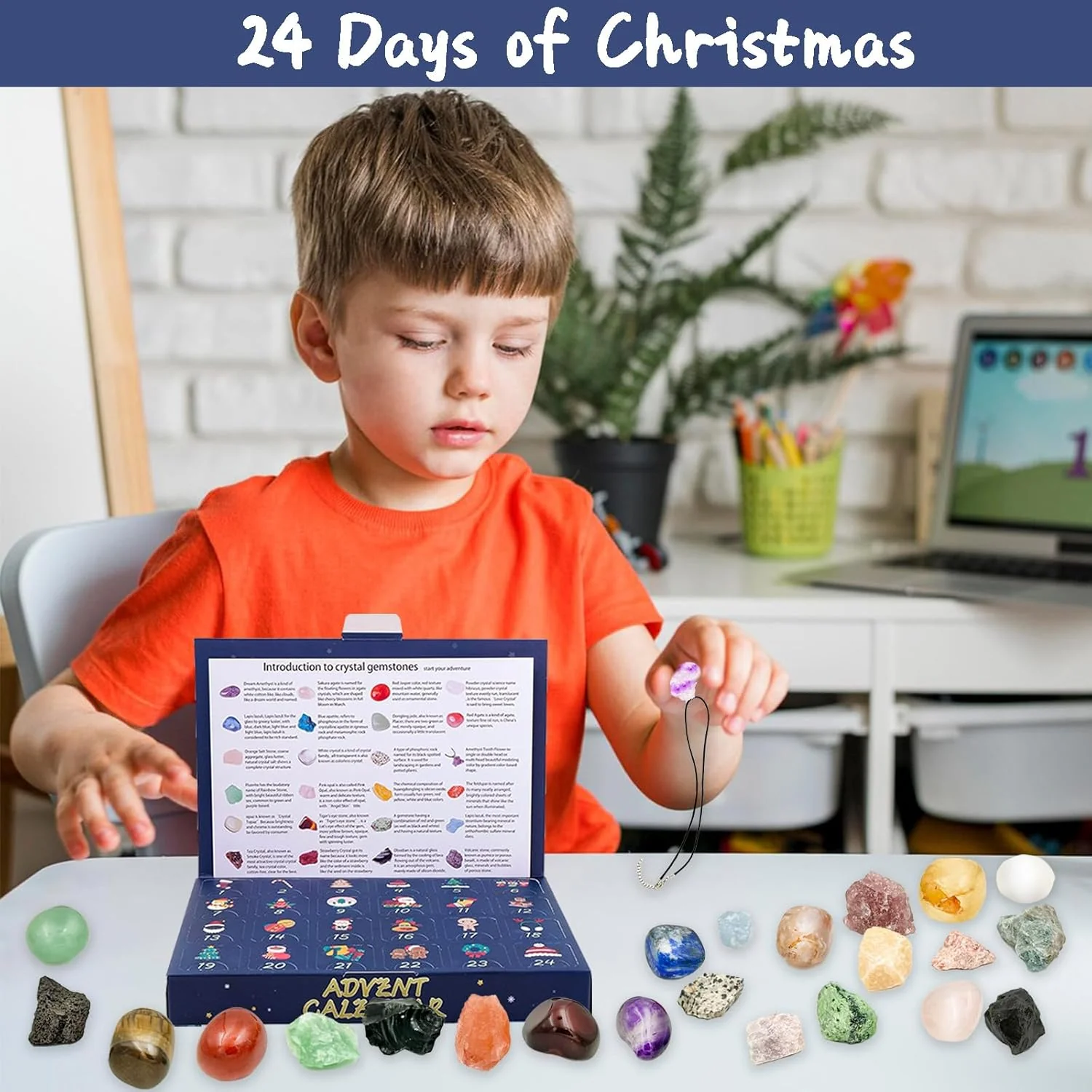 Christmas Advent Calendar 2025 Crystal Gemstone Blind Box with 24pcs Natural Crystal Holiday Gift - Image 4